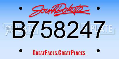 B758247 South Dakota License Plate