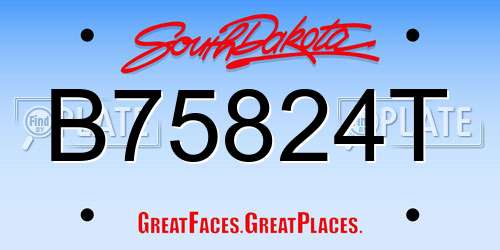 B75824T South Dakota License Plate