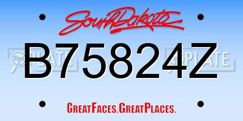 B75824Z South Dakota License Plate