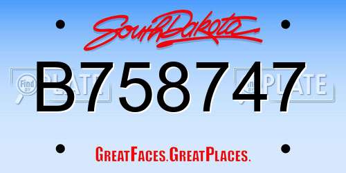 B758747 South Dakota License Plate