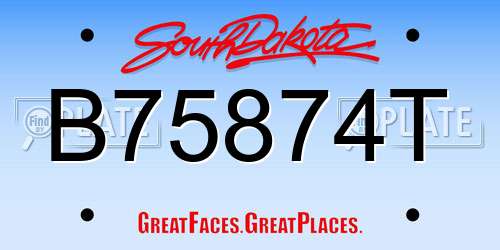 B75874T South Dakota License Plate