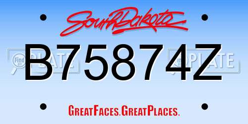 B75874Z South Dakota License Plate
