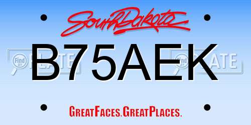 B75AEK South Dakota License Plate