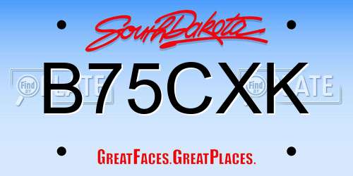 B75CXK South Dakota License Plate