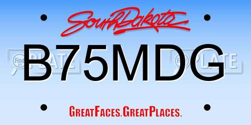 B75MDG South Dakota License Plate