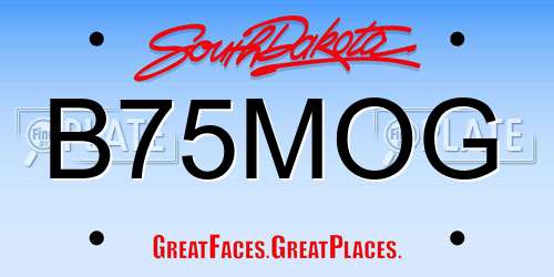 B75MOG South Dakota License Plate