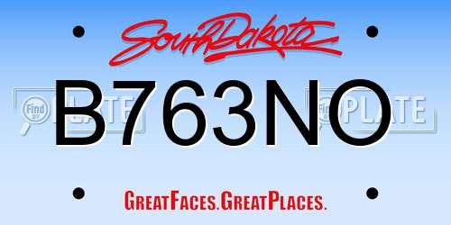 B763NO South Dakota License Plate