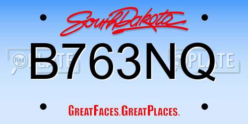 B763NQ South Dakota License Plate