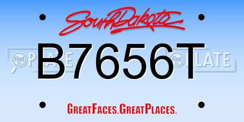 B7656T South Dakota License Plate