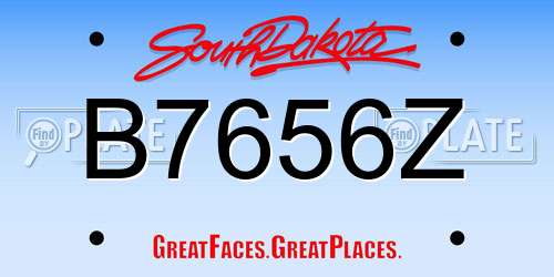 B7656Z South Dakota License Plate