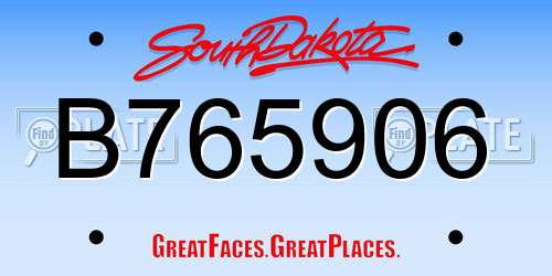 B765906 South Dakota License Plate