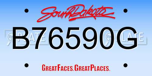 B76590G South Dakota License Plate