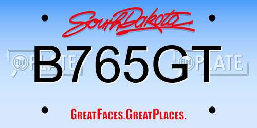 B765GT South Dakota License Plate