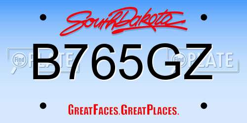 B765GZ South Dakota License Plate