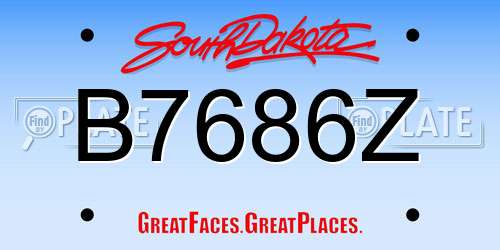 B7686Z South Dakota License Plate
