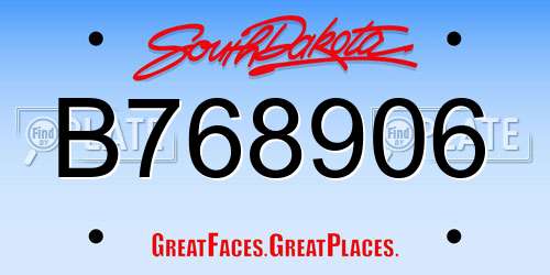 B768906 South Dakota License Plate