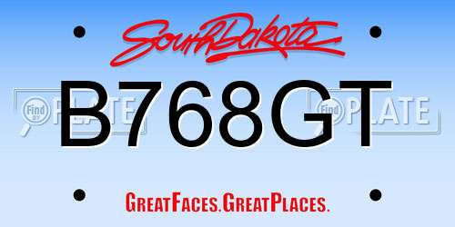 B768GT South Dakota License Plate