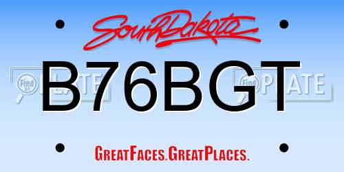 B76BGT South Dakota License Plate