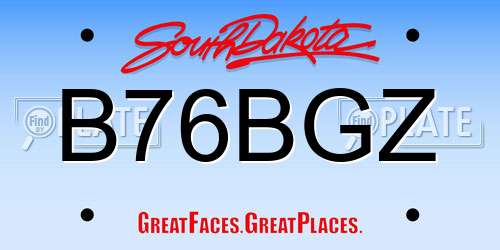 B76BGZ South Dakota License Plate