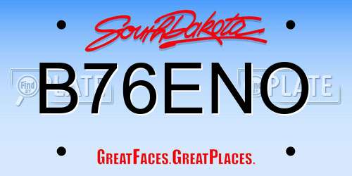 B76ENO South Dakota License Plate