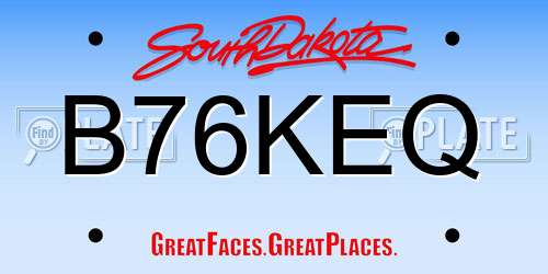 B76KEQ South Dakota License Plate