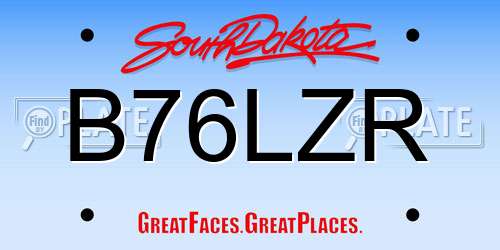 B76LZR South Dakota License Plate