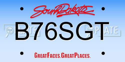 B76SGT South Dakota License Plate