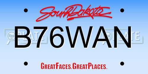 B76WAN South Dakota License Plate