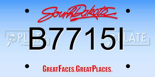 B7715I South Dakota License Plate