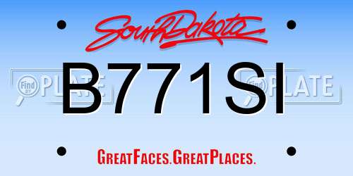 B771SI South Dakota License Plate