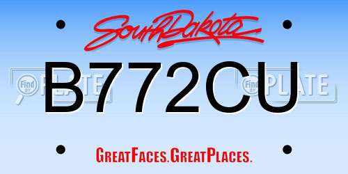 B772CU South Dakota License Plate