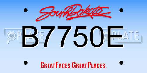 B7750E South Dakota License Plate