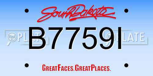 B7759I South Dakota License Plate