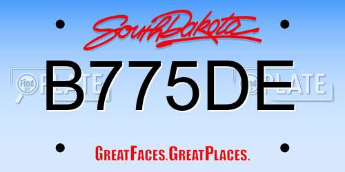 B775DE South Dakota License Plate