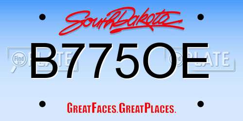 B775OE South Dakota License Plate