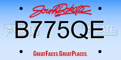 B775QE South Dakota License Plate