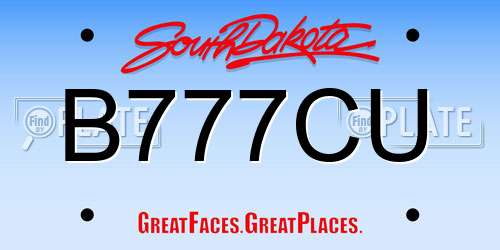 B777CU South Dakota License Plate