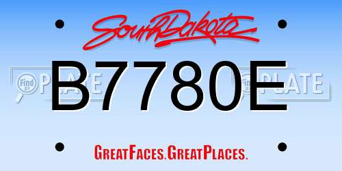 B7780E South Dakota License Plate