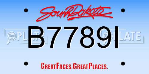 B7789I South Dakota License Plate