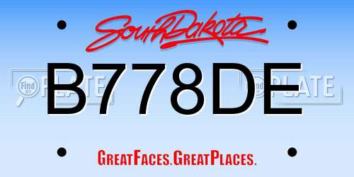 B778DE South Dakota License Plate