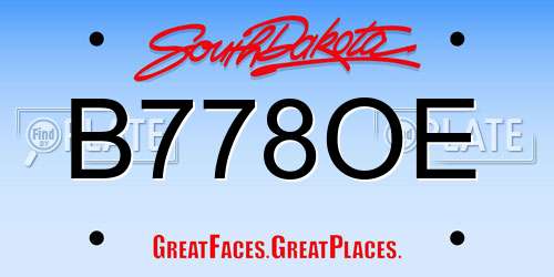 B778OE South Dakota License Plate