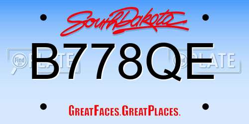 B778QE South Dakota License Plate