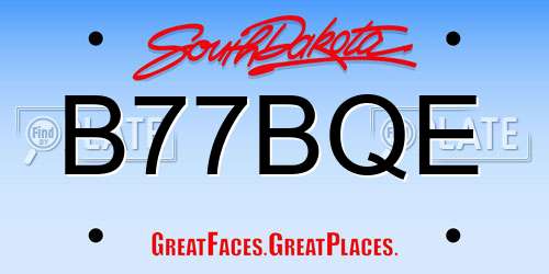 B77BQE South Dakota License Plate