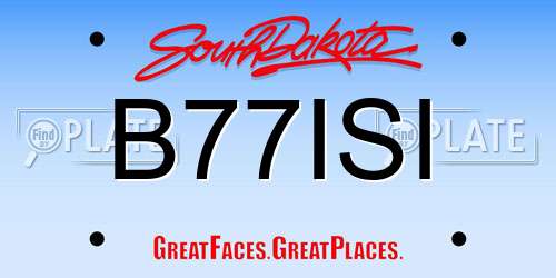 B77ISI South Dakota License Plate