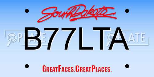 B77LTA South Dakota License Plate