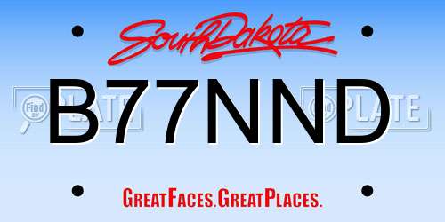 B77NND South Dakota License Plate