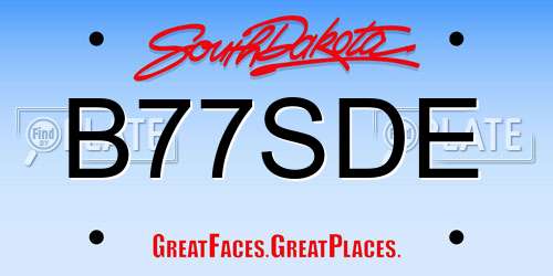 B77SDE South Dakota License Plate