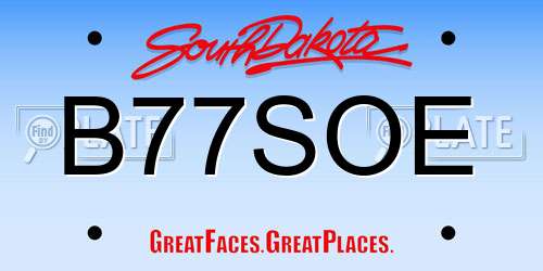 B77SOE South Dakota License Plate