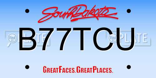 B77TCU South Dakota License Plate