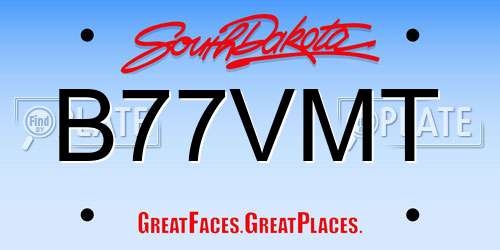 B77VMT South Dakota License Plate